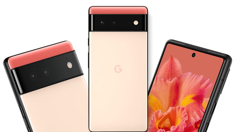 pixel 6 device in kinda coral colour